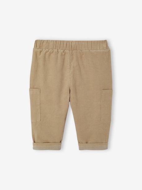 Pantalon bébé coupe battle en velours doublé anthracite+kaki 6 - vertbaudet enfant 