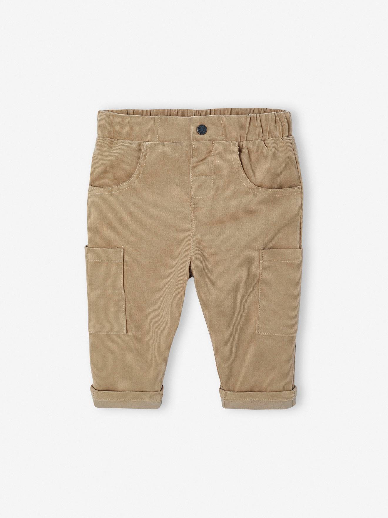 Pantalon bébé coupe battle en velours doublé kaki