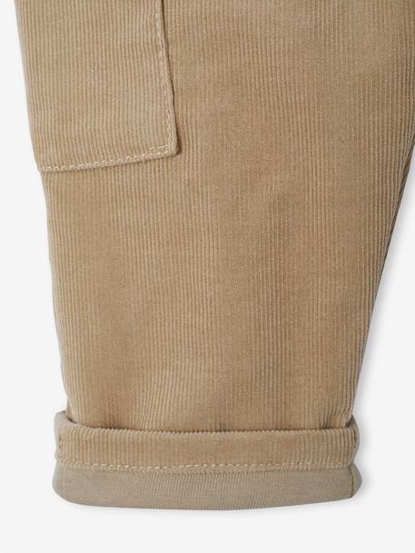 Pantalon bébé coupe battle en velours doublé anthracite+kaki 8 - vertbaudet enfant 