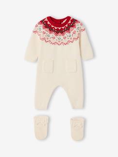 -Ensemble naissance 2 pièces Noël combinaison chaussons en tricot