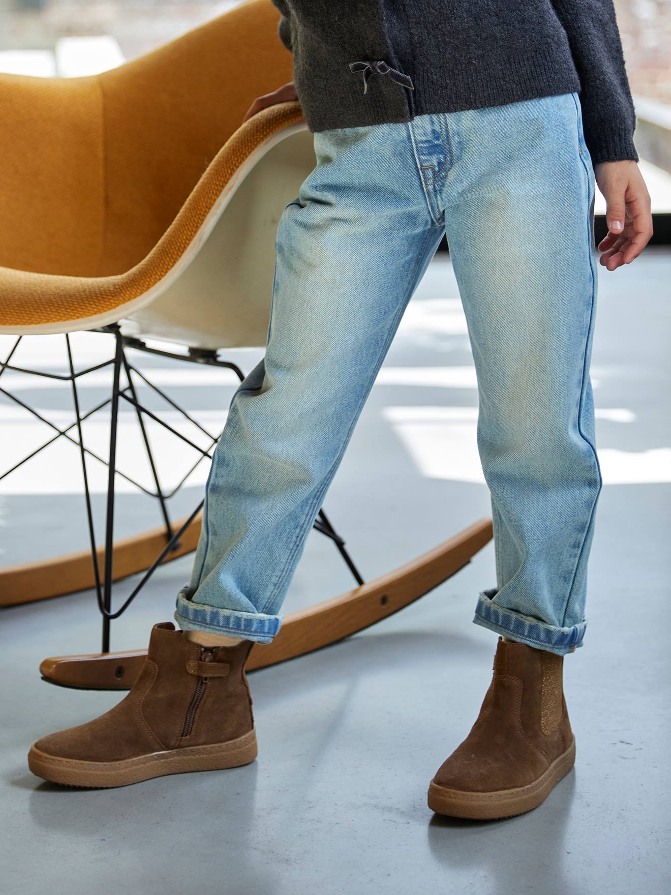 Jean fille mom bleu clair