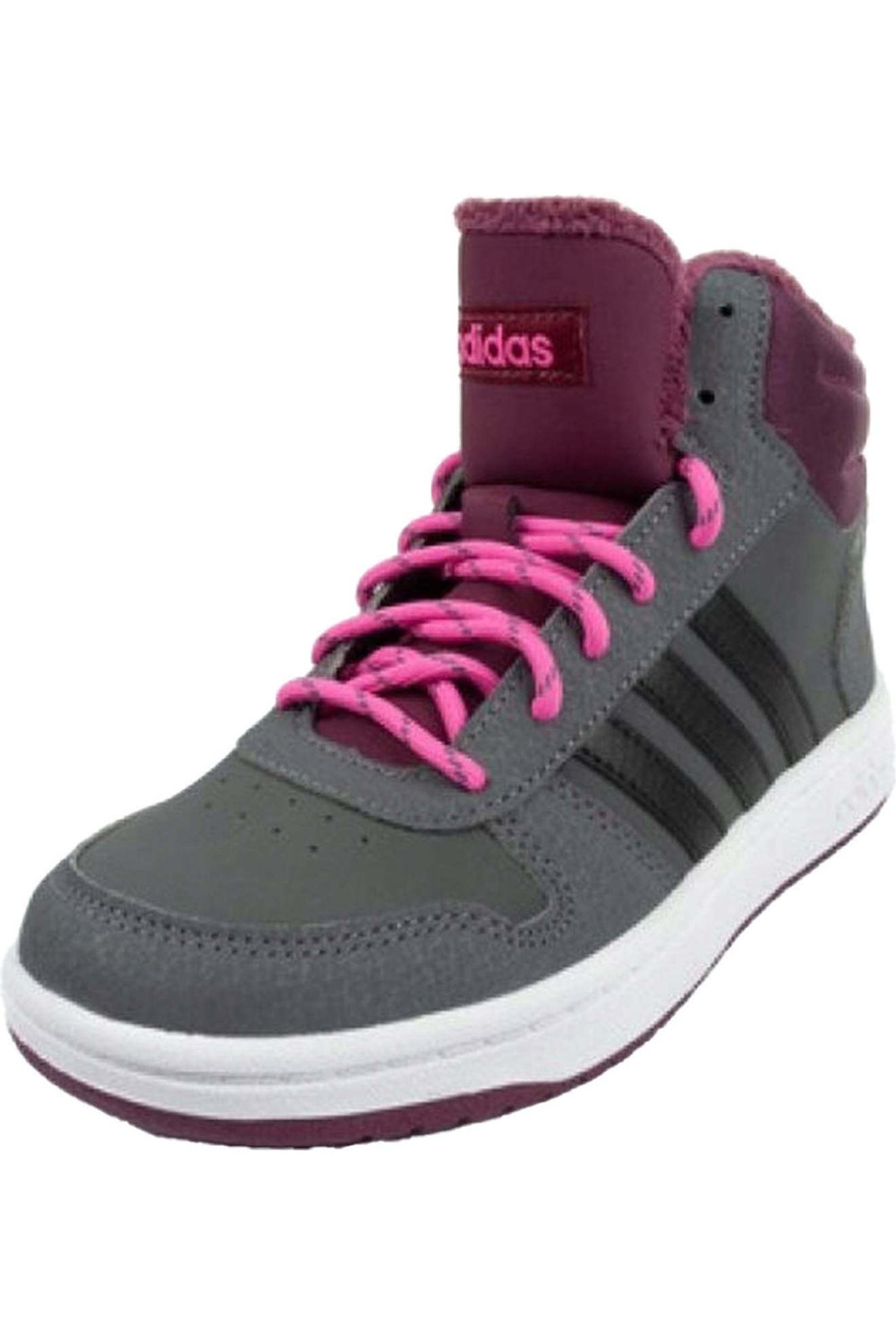 Baskets Enfant Montantes - Hoops 2.0 Gris / Rouge Bordeaux