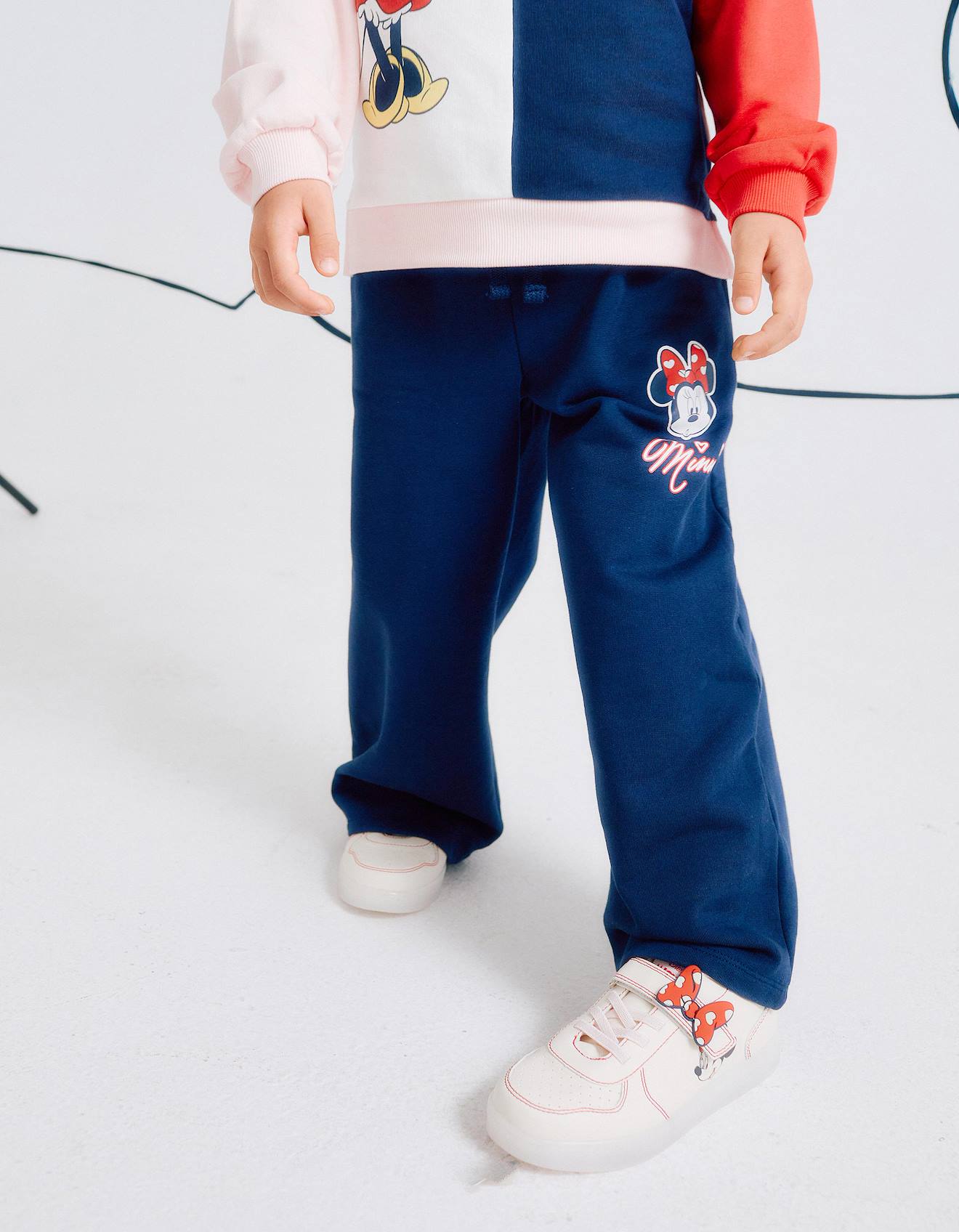 Pantalon Jogpant En Coton Wide Leg Minnie Bleu Foncé