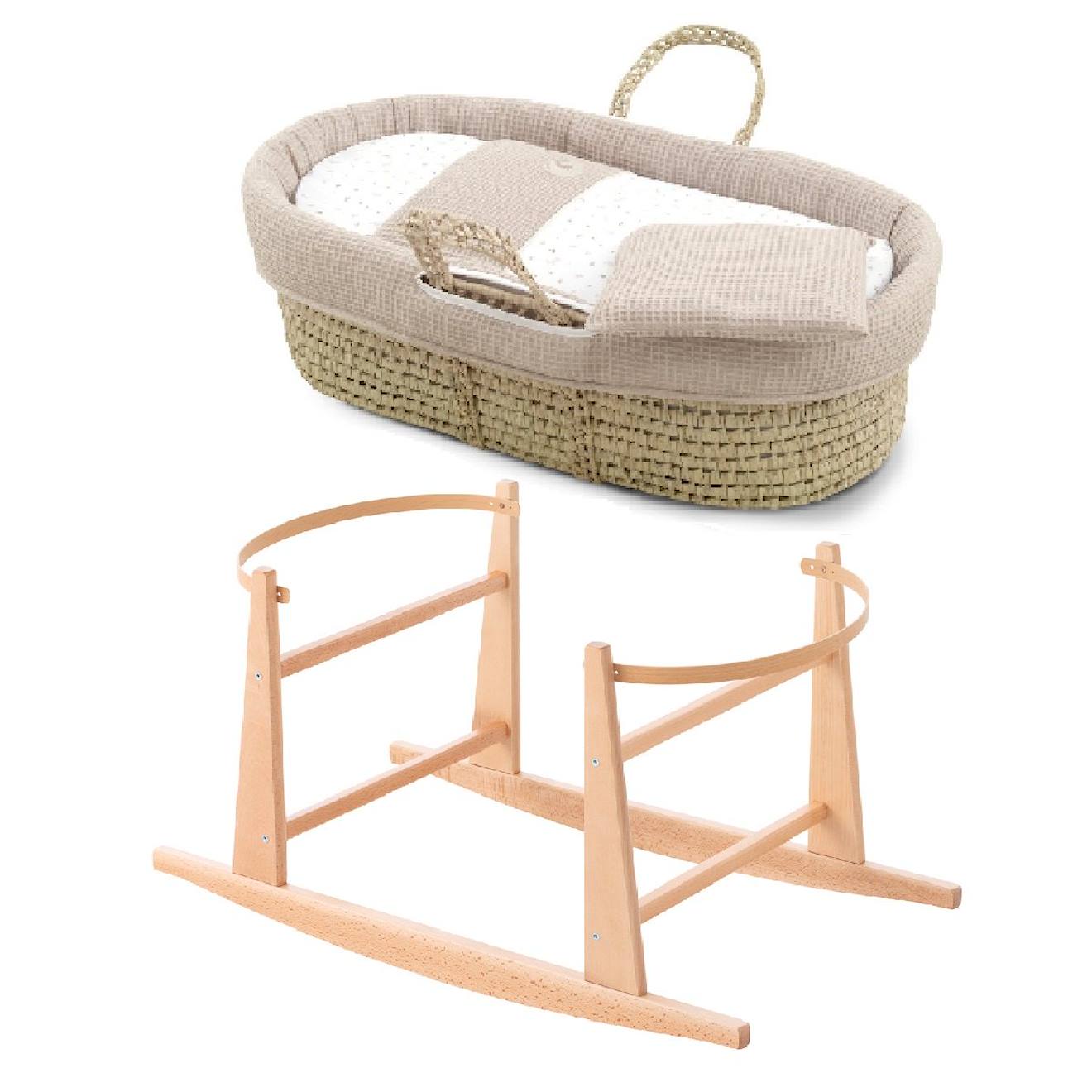Couffin Matelasse + Support En Bois Beige/natural