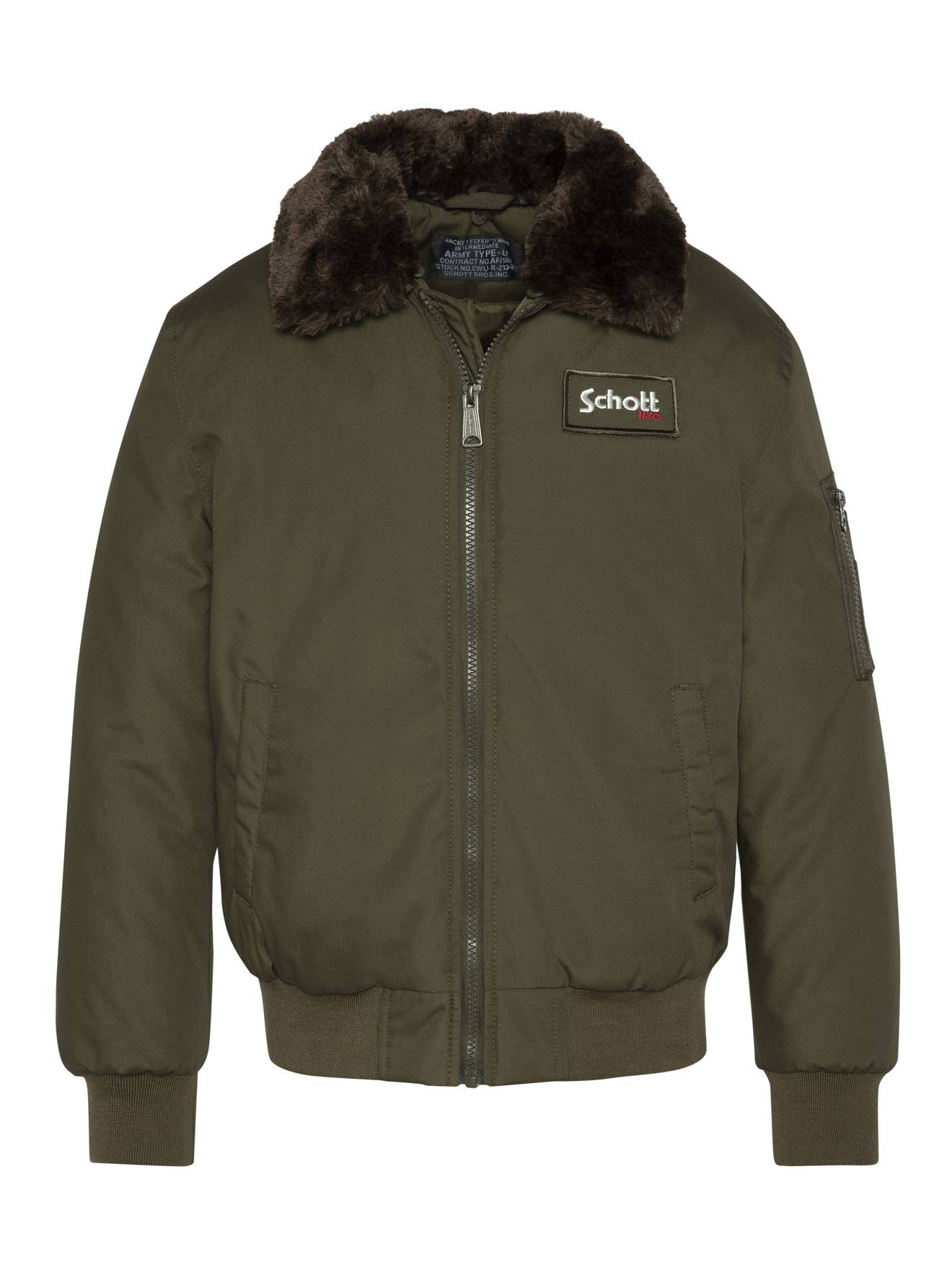 Blouson Col Amovible En Fausse Fourrure Kaki