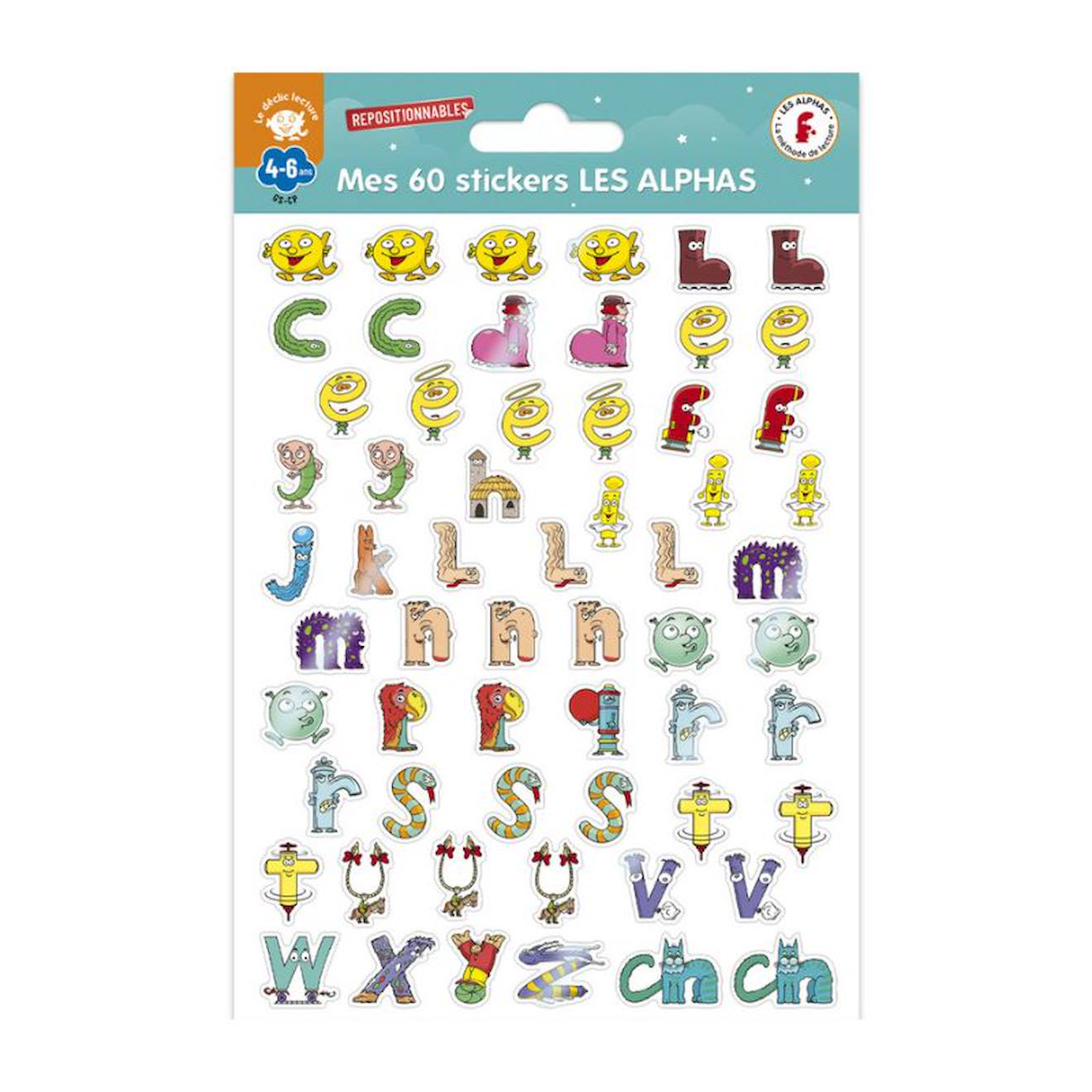 60 Stickers 3d Repositionnables Les Alphas - Jouet Éducatif Pour Enfants Multicolore
