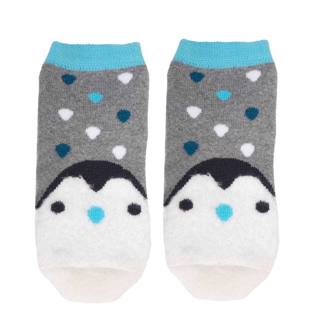 Chaussettes Basses Antidérapantes Enfant Pingouin Gris Chiné 1/4 Ans Gris Chiné