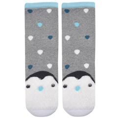 -Chaussettes antidérapantes enfant gris 5/8 ans