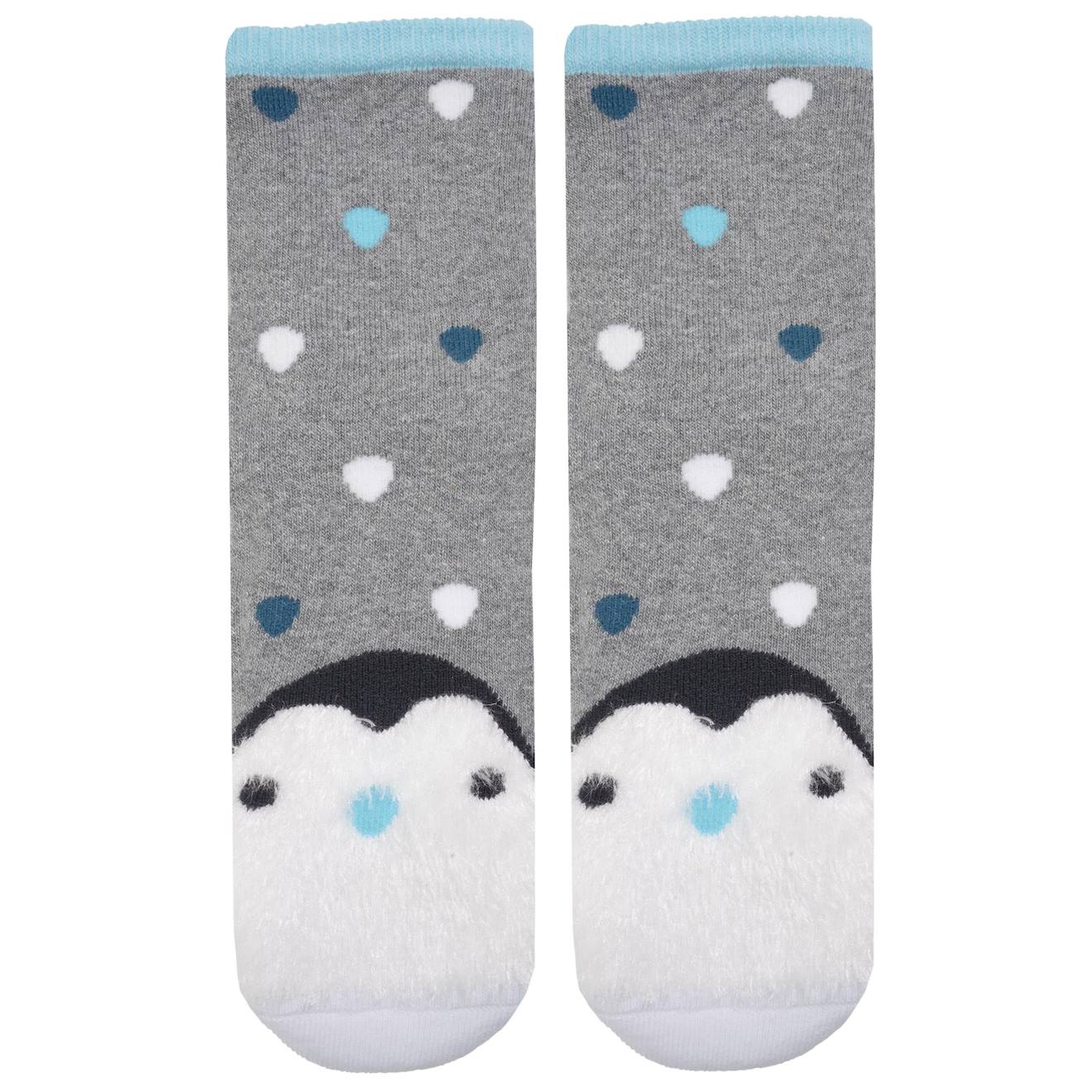 Chaussettes Basses Antidérapantes Enfant Pingouin Gris 5/8 Ans Gris Chiné