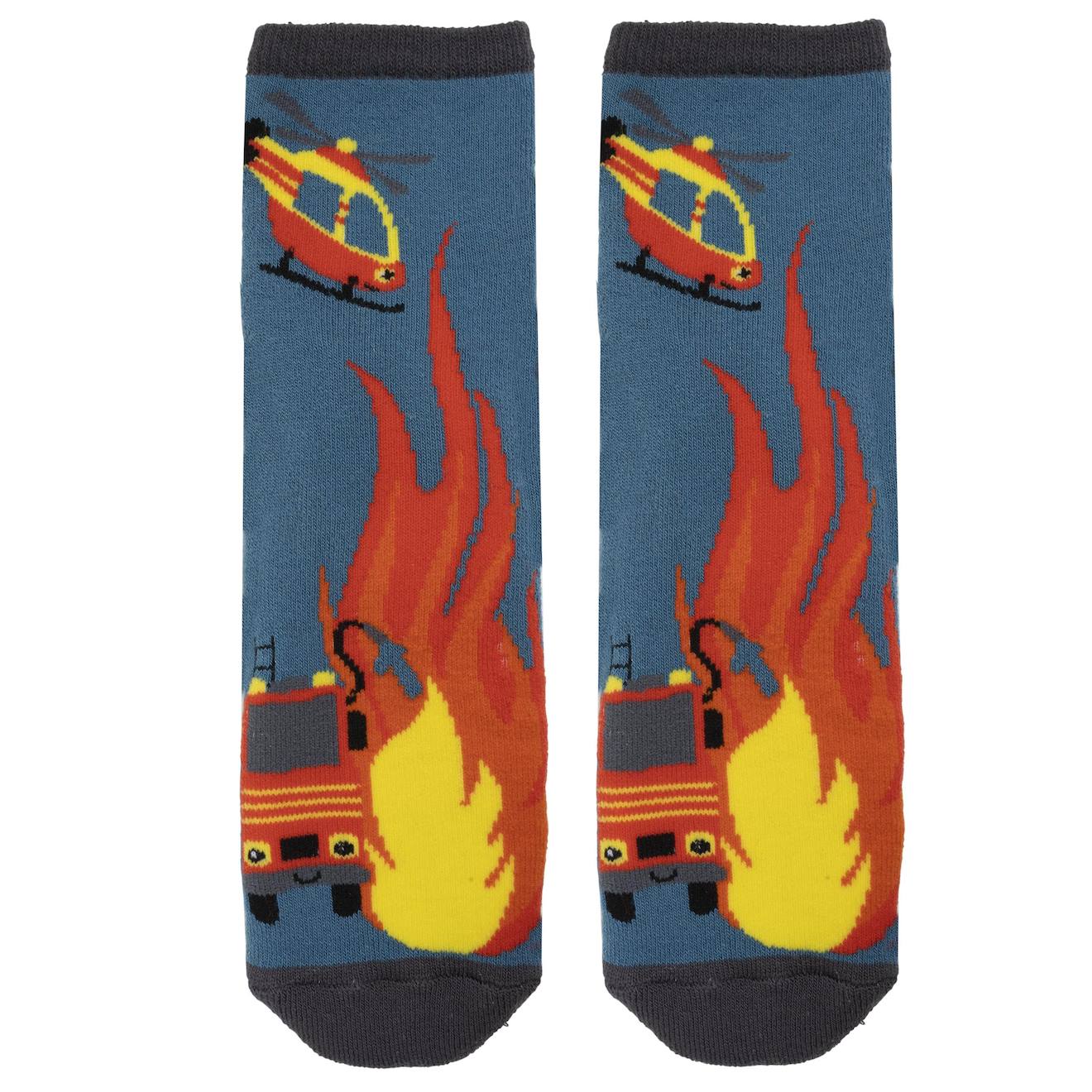 Chaussettes Basses Antidérapantes Garçon Pompier Bleu 5/8ans Bleu Canard