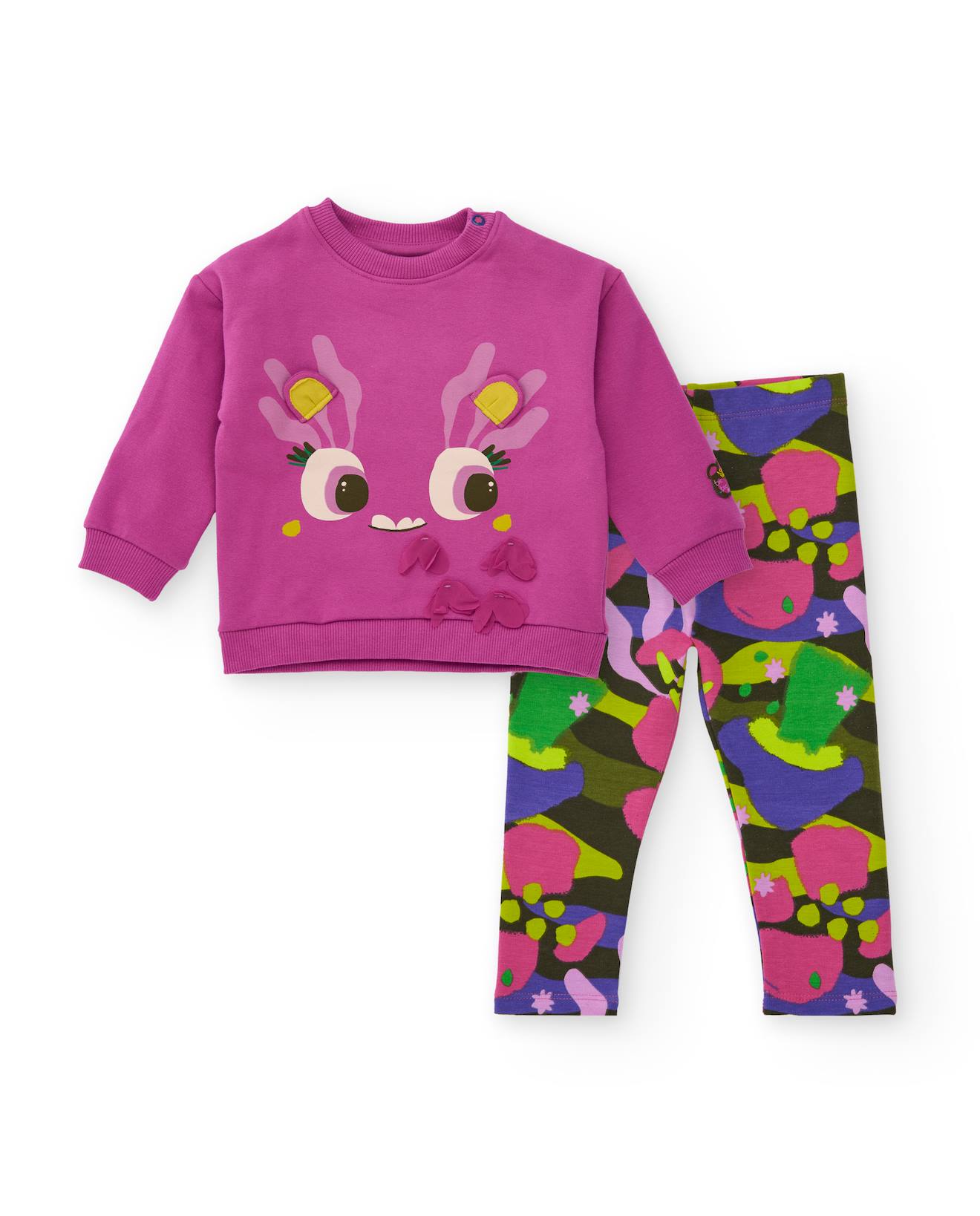 Ensemble Fille Sweat Visage Relief Et Legging Abstraits Rose
