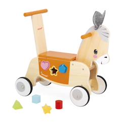 Jouet-Premier âge-Bascules, chariots de marche, trotteurs et porteurs-Porteur en bois âne avec boîte à formes