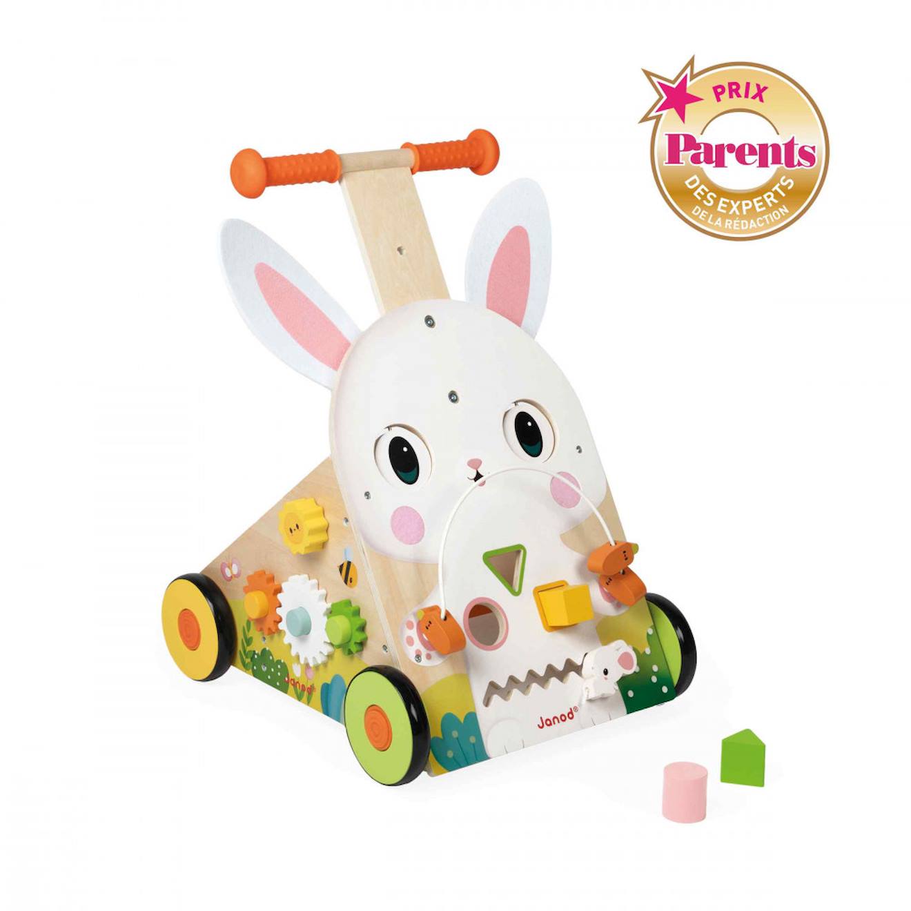 Chariot De Marche En Bois Fsc Lapin Multicolore