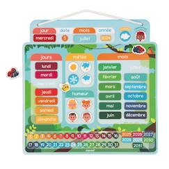 Jouet-Jeux éducatifs-Lire, écrire, compter et heure-Calendrier éducatif magnétique en bois fsc