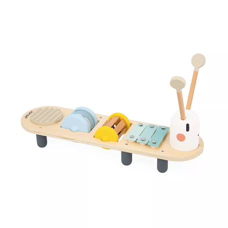 Janod - Jouet D'éveil Musical En Bois Chenille Multicolore