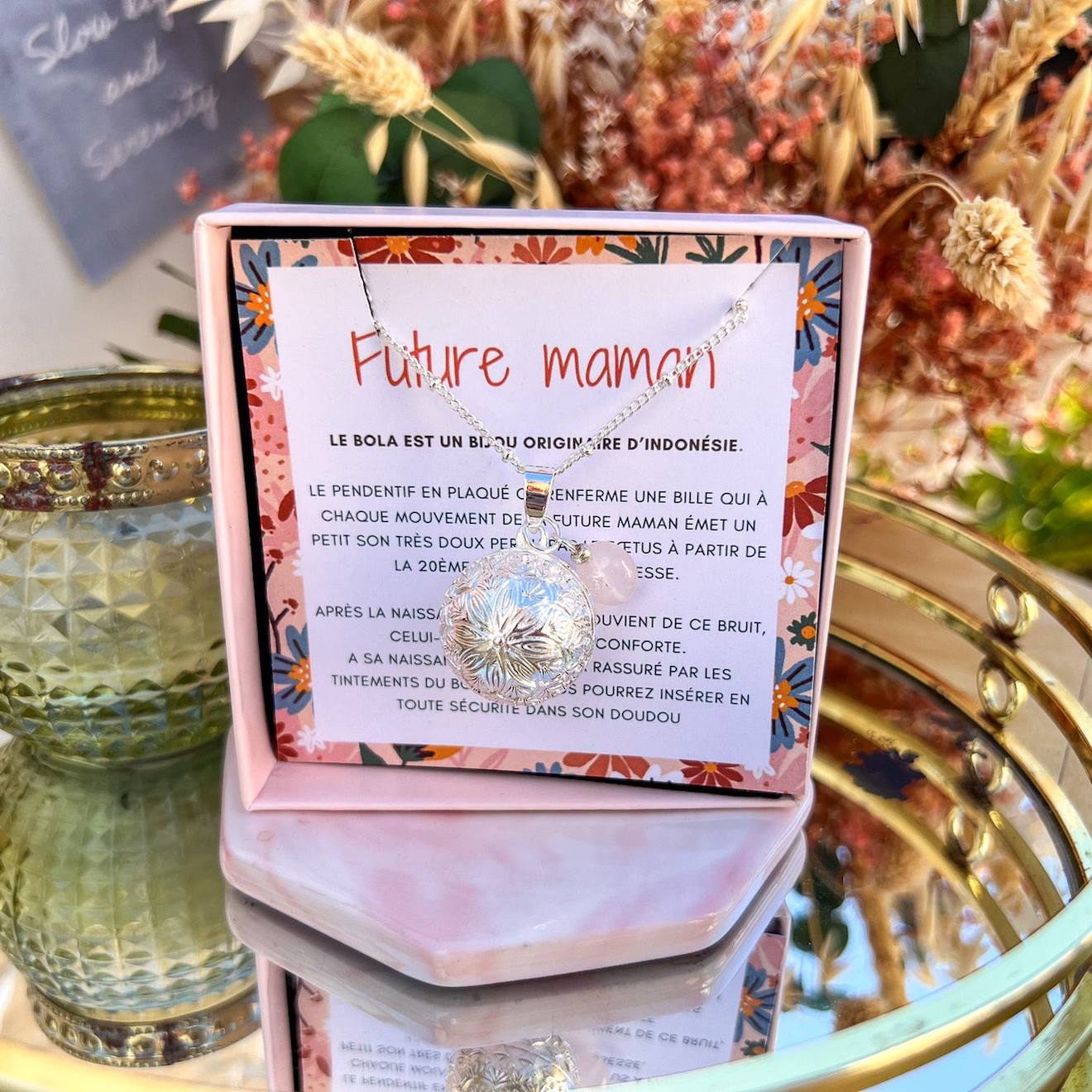 Bola De Grossesse Argent Gravé Quartz Argent (A Mes Copines) - Image 2