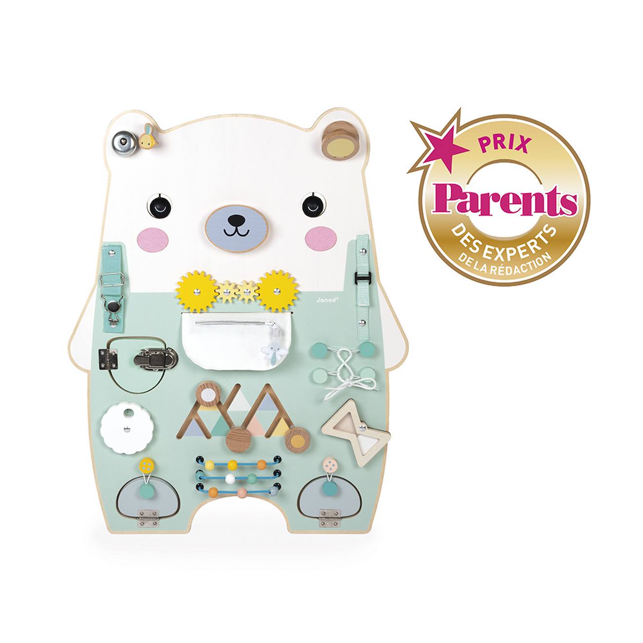 Panneau D'activités En Bois Busy Board Ourson Vert