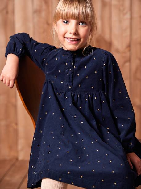 Robe en velours imprimées fille marine+tomette 7 - vertbaudet enfant 
