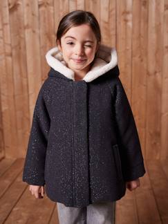 -Manteau fille à capuche drap de laine