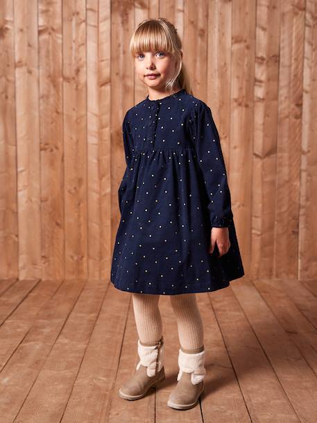 Robe en velours imprimées fille marine+tomette 1 - vertbaudet enfant 