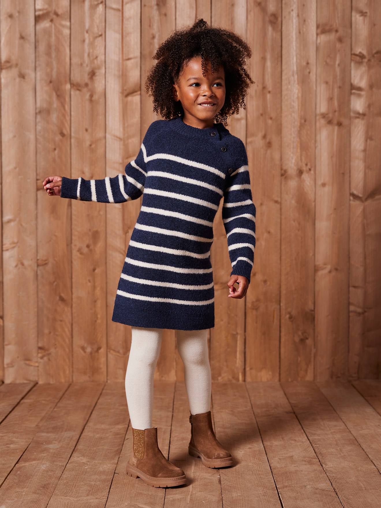 Robe marinire en tricot fille marine 16 €