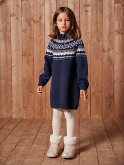 -Robe jacquard en tricot fille