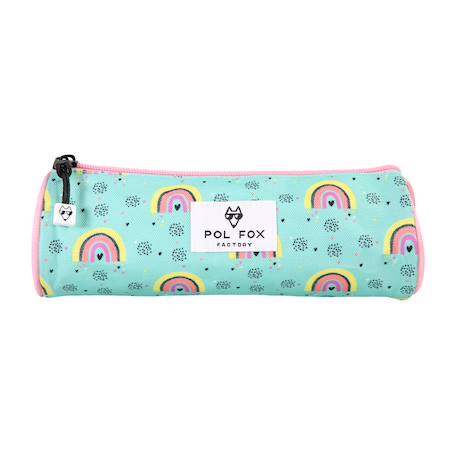 Trousse ronde fille POL FOX Rainbow – CP/CE1/CE2 – Bleu menthe à arcs-en-ciel  - vertbaudet enfant