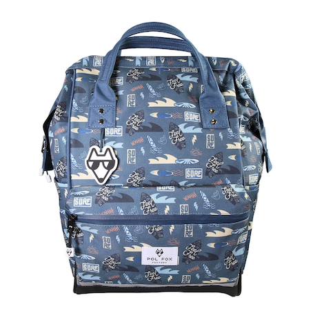Sac à dos futé garçon POL FOX Surf – CM1/CM2/Collège – Bleu à motifs surfeurs  - vertbaudet enfant