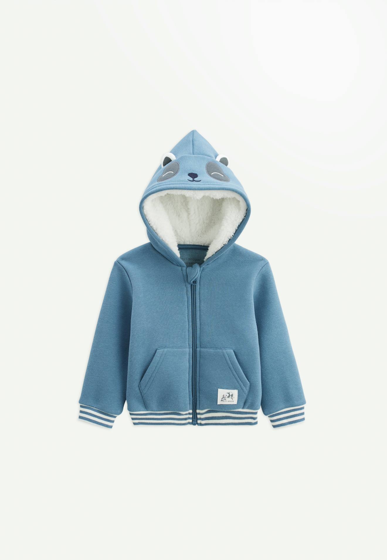 Sweat À Capuche Zippé Enfant En Molleton Tao Bleu