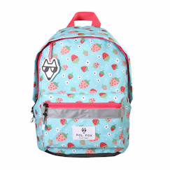 -Sac à dos mini fille POL FOX Strawberry – Maternelle/CP – Bleu menthe à motifs fraises