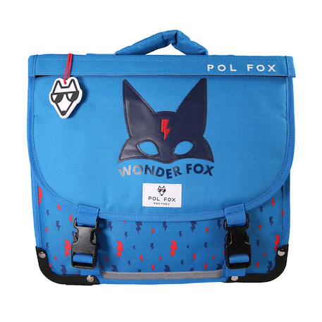 Garçon-Accessoires-Cartable, trousse-Cartable 35 cm POL FOX Wonder Fox Blue avec 1 compartiment – CP/CE1/CE2 – Bleu à motifs éclairs