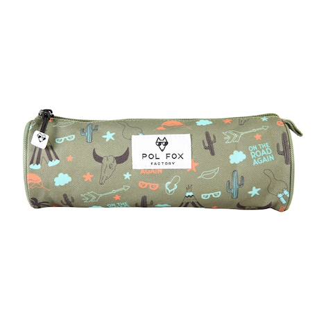 Trousse simple garçon POL FOX Road Trip – CP/CE1/CE2 – Vert kaki à motifs désert et aventure  - vertbaudet enfant