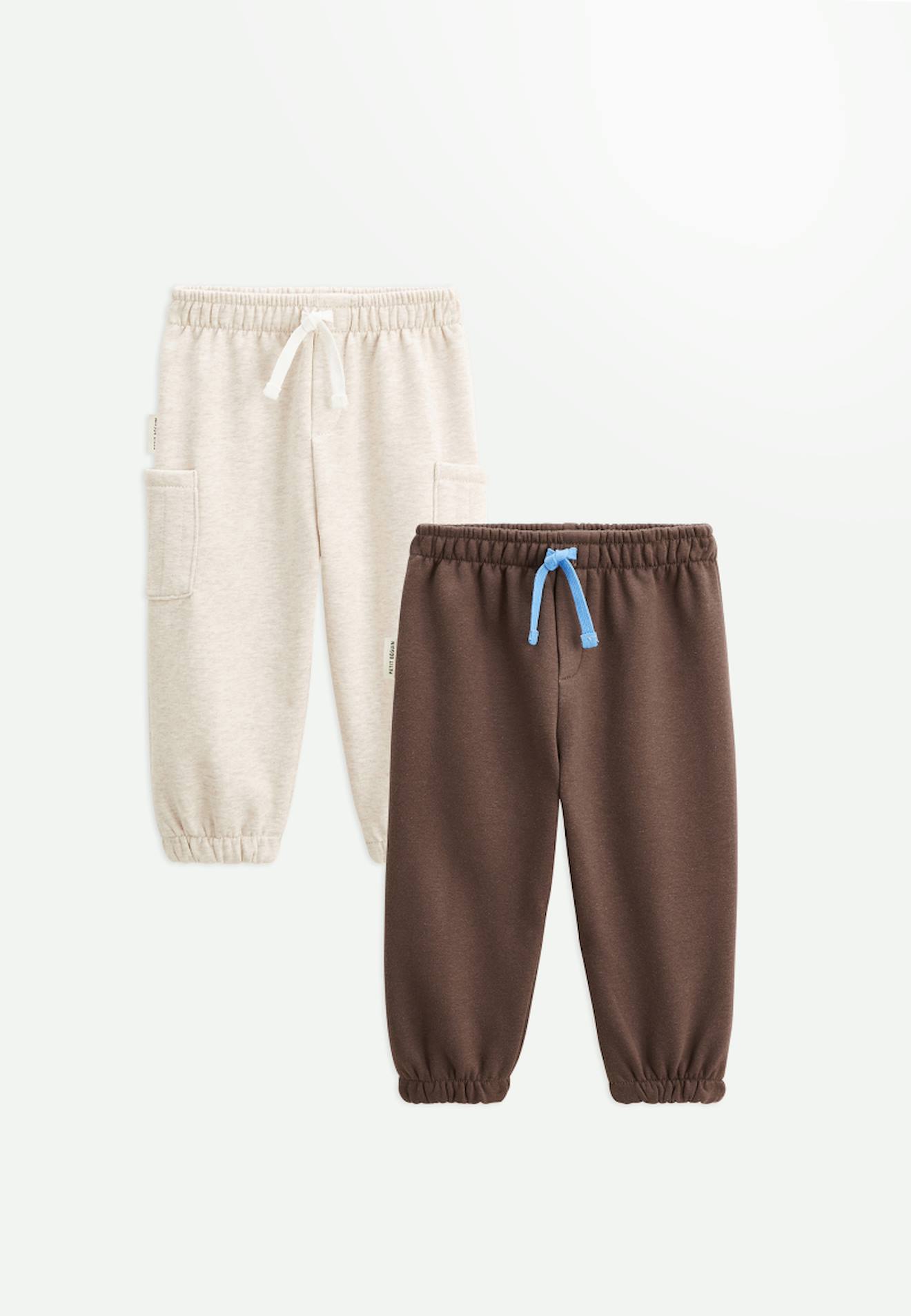 Lot De 2 Pantalons Enfant En Molleton Cracotte Marron