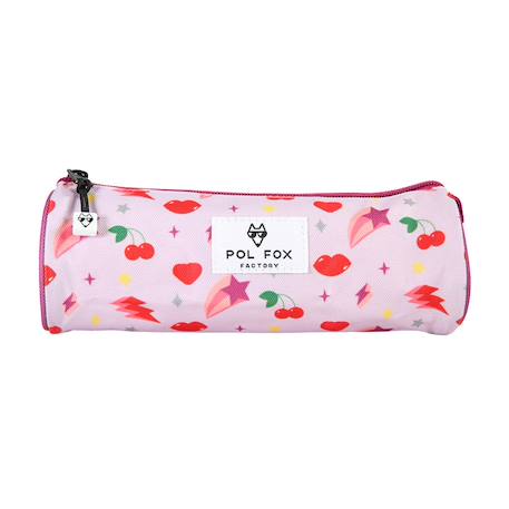 Garçon-Accessoires-Trousse ronde fille POL FOX Good Vibes – CP/CE1/CE2 – Rose clair à motifs cerises