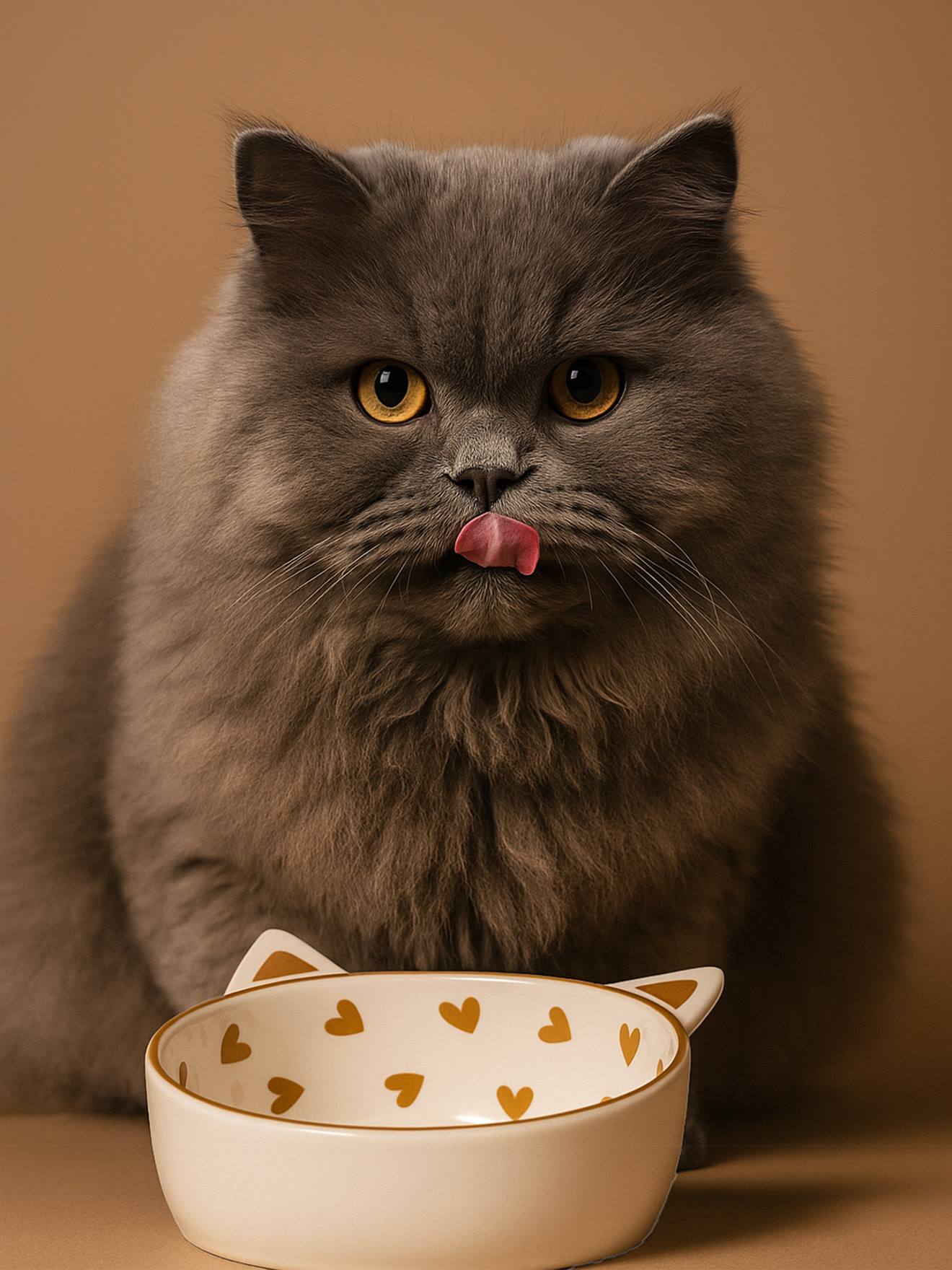 Lot de 2 gamelles pour chat en céramique blanc imprimé