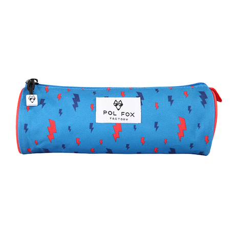 Trousse ronde garçon POL FOX Wonder Fox Blue – CP/CE1/CE2 – Bleu à motifs éclairs rouges et bleus  - vertbaudet enfant