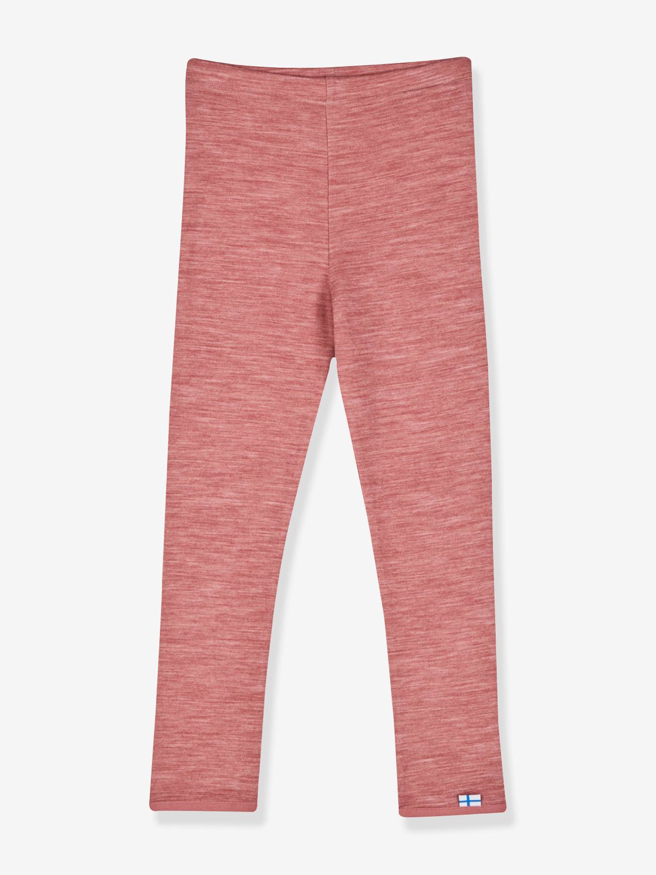 Leggings enfant doubleface LEIKKI SOFT finkid en laine bois de rose