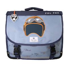 Cartable 35 cm POL FOX Airplane Réversible avec 1 compartiment – CP/CE1/CE2 – Bleu clair à motifs avions  - vertbaudet enfant