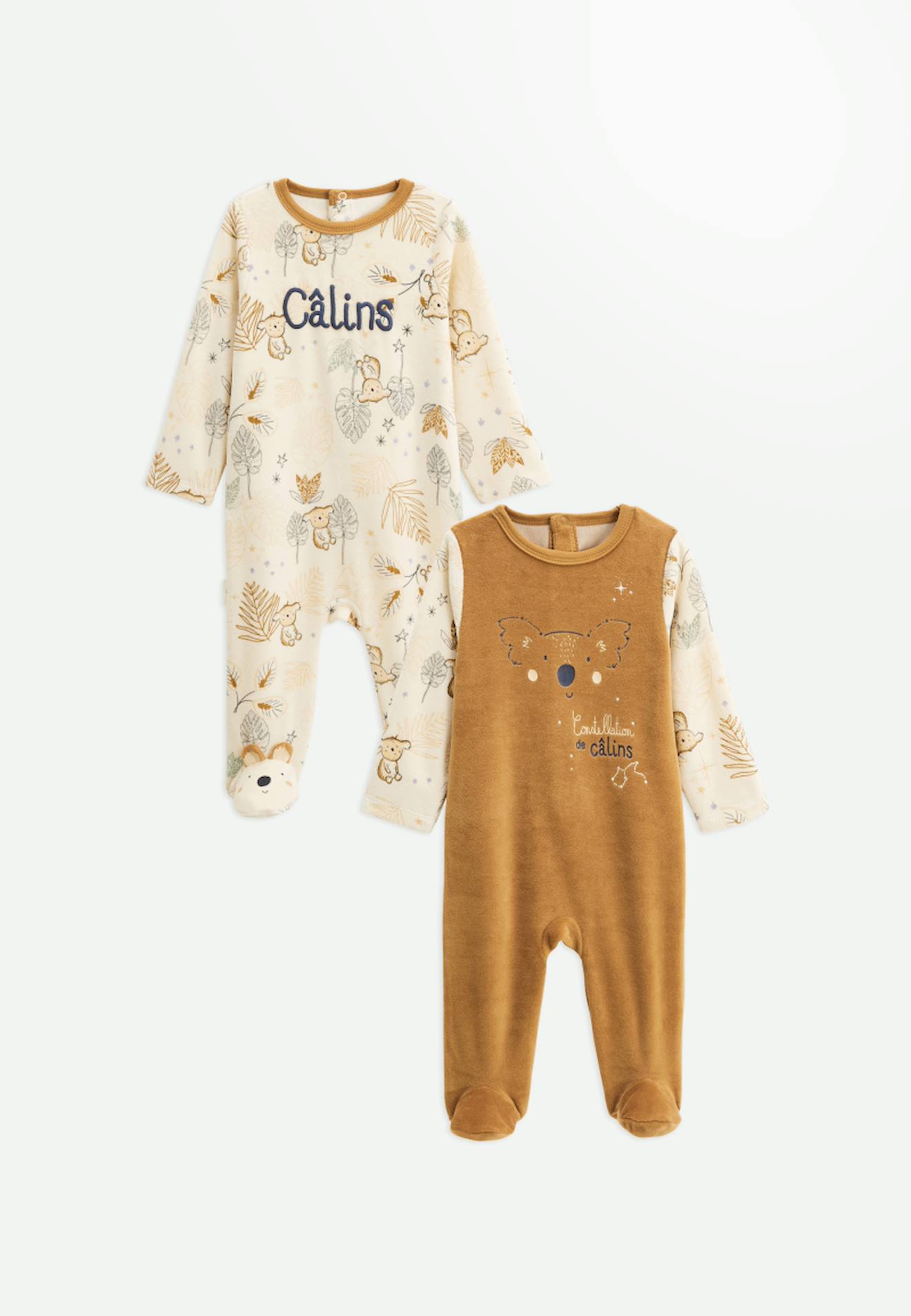 Lot De 2 Pyjamas Bébé En Velours Constellation Camel