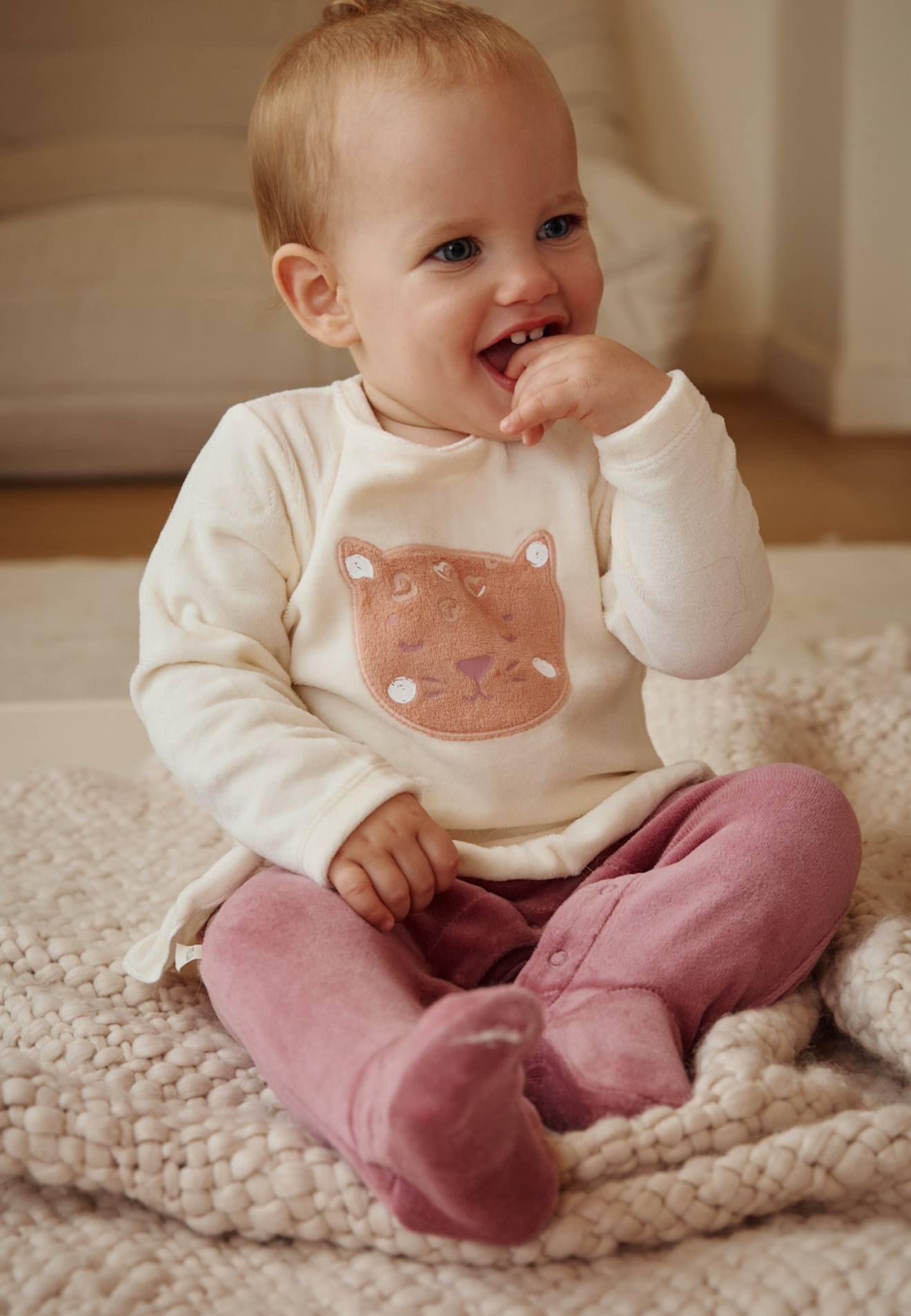 Pyjama Bébé En Velours Matcha Rose