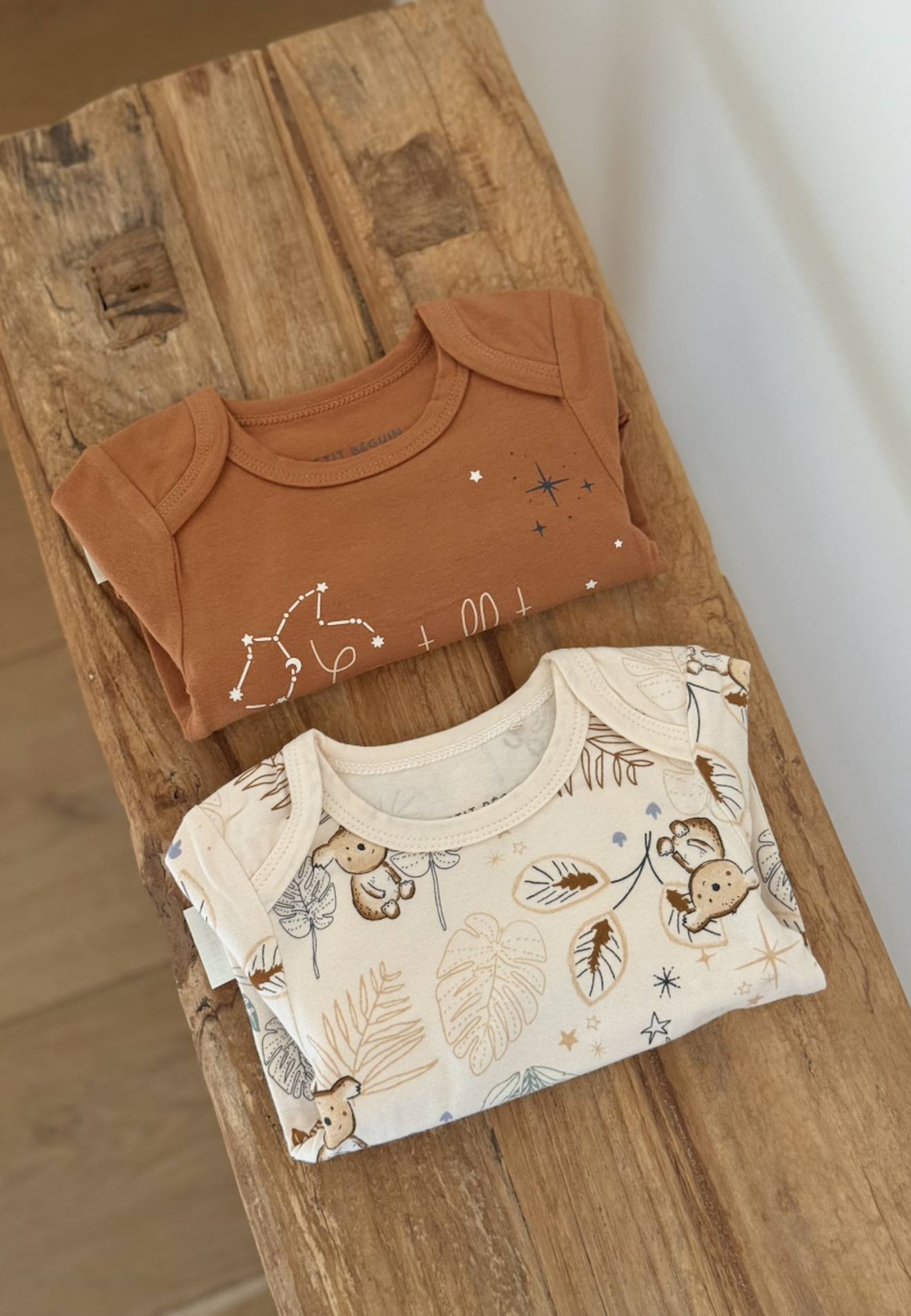 Lot De 2 Bodies Bébé Manches Longues - Motif Constellations, 95% Coton, 5% élasthanne - Petit Béguin