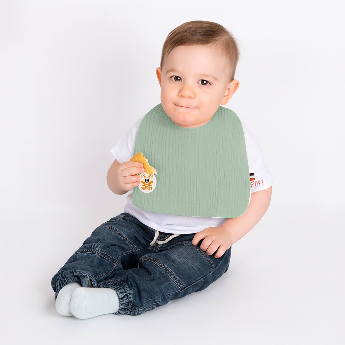 Bavoir En Coton Bio Vert (Papate) - Image 1