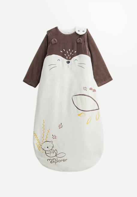 Petit Beguin - Gigoteuse D'hiver En Velours Avec Manches Amovibles Cracotte Marron
