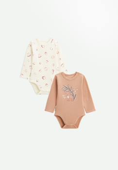 Lot de 2 bodies bébé manches longues matcha  - vertbaudet enfant