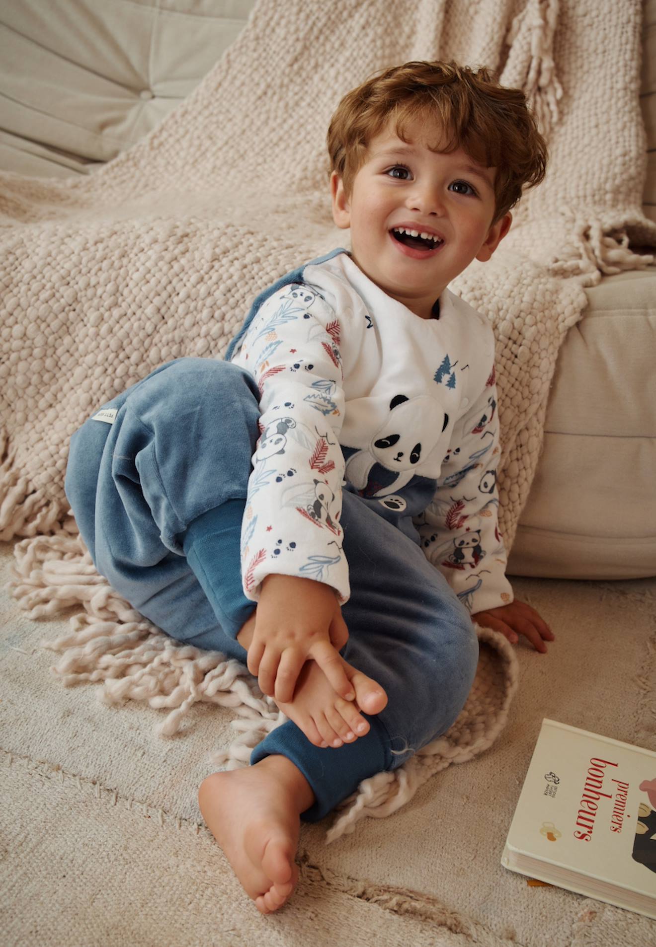 Turbulette D'hiver En Velours Avec Pieds Retroussables Et Manches Amovibles Tao Bleu