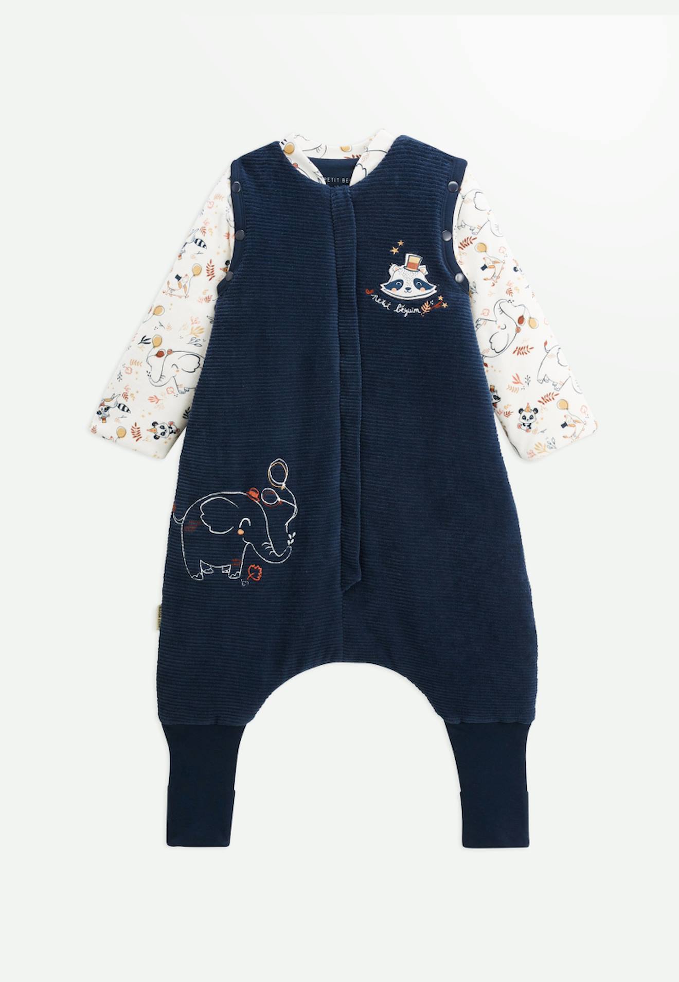 Turbulette D'hiver En Velours Avec Pieds Retroussables Et Manches Amovibles Cirque D'automne Bleu