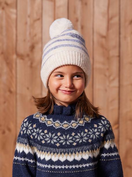 Ensemble rayé fille bonnet + snood + moufles/gants  - vertbaudet enfant