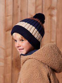 Ensemble tricolore garçon bonnet + snood + moufles/gants  - vertbaudet enfant