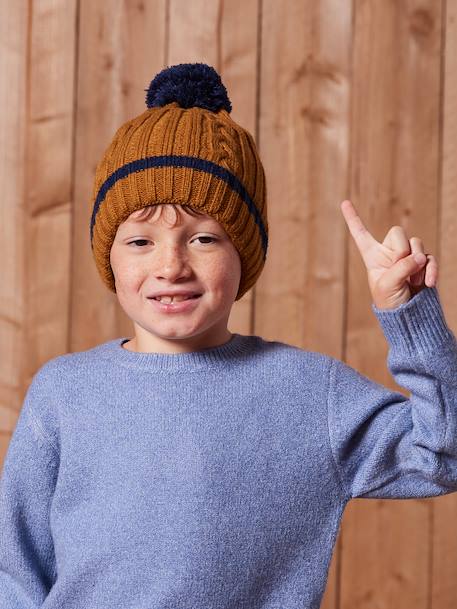 Ensemble torsadé garçon bonnet + snood + moufles/gants  - vertbaudet enfant