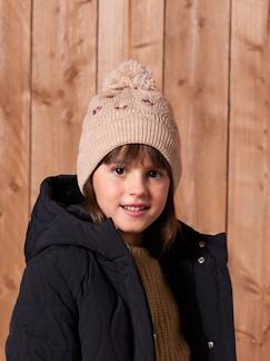 Ensemble brodé fille bonnet + snood + moufles/mitaines en maille ajourée  - vertbaudet enfant